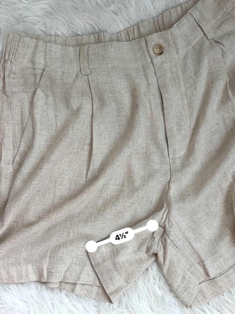 Beige High Rise Wide Leg Cotton Blend Casual Shorts - Picture 4 of 5